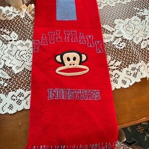 Paul Frank Red Scarf with Monkey Emblem